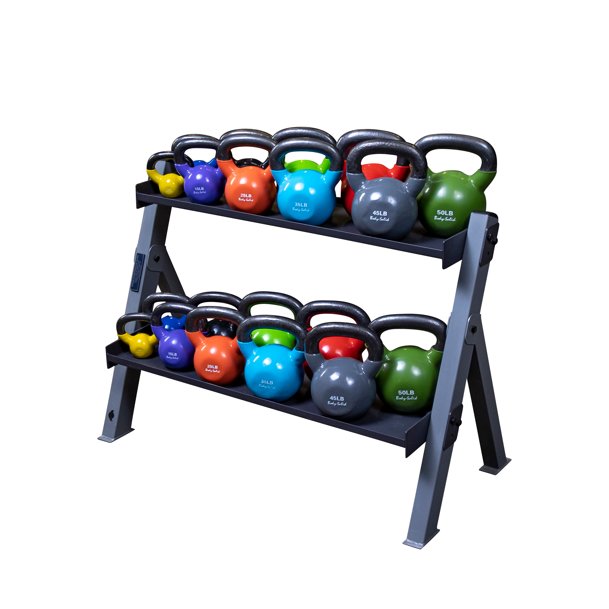 A dubbell or kettlebell storage rack